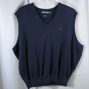 Polo Golf Ralph Lauren Men's Navy V-Neck Sleeveless Sweater Vest XL
